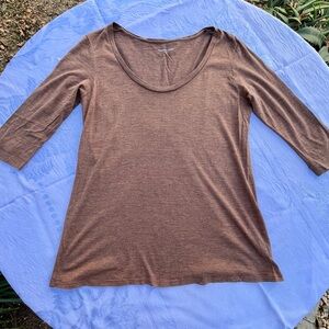 Eileen Fisher silk and cotton 3/4 sleeve Brown Top